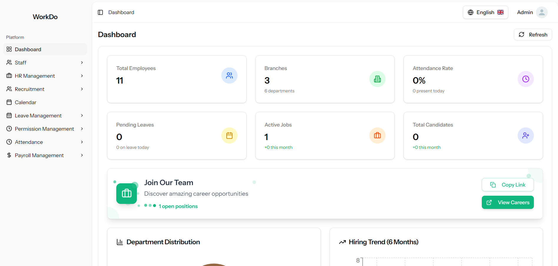 HRMS Dashboard Preview