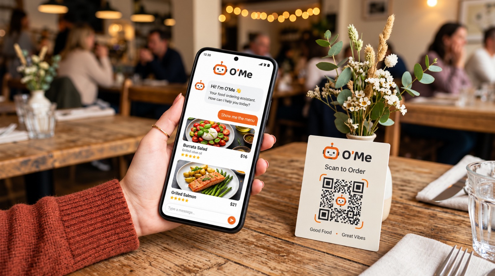 AI-powered QR menu on a smartphone