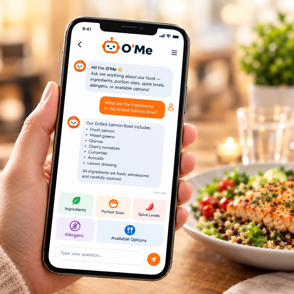 Customer using a menu on a phone